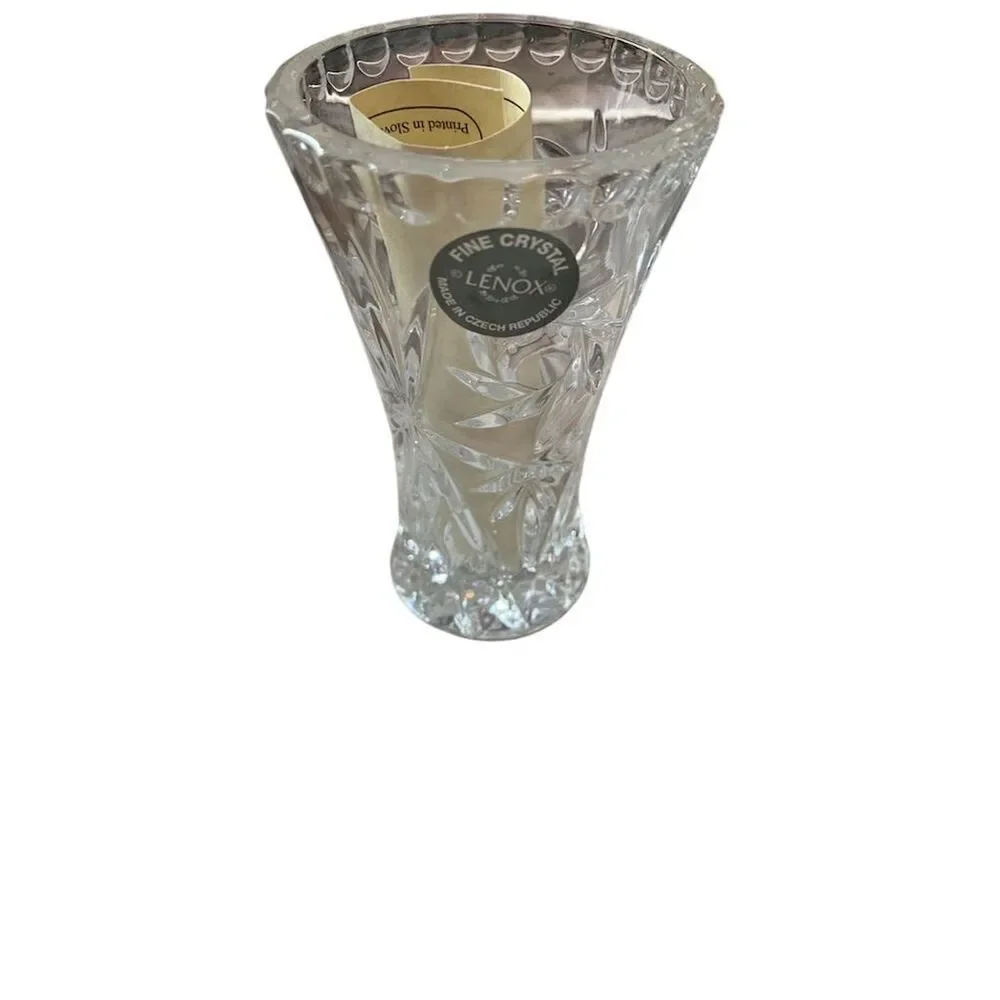 2 Lenox Fine Crystal Star Vase Elegant Flared Rim Intricate Cuts